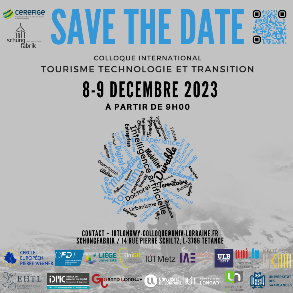 Save the date 8-9 décembre : tourisme technologie et transition