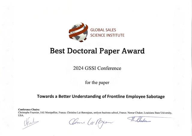 You are currently viewing Conférence GSSI : le best doctoral paper award pour Ahmed Saiad