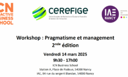 14 mars 2025 : Workshop « Pragmatisme et management », 2ème édition