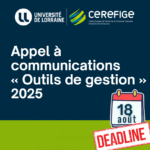 Outils de gestion : appel à communications en vue de notre journée thématique annuelle